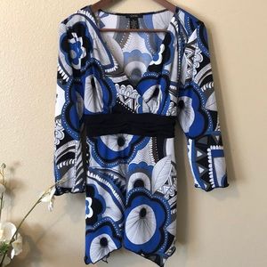 GNW Tri-Color V-Neck Floral Empire Top